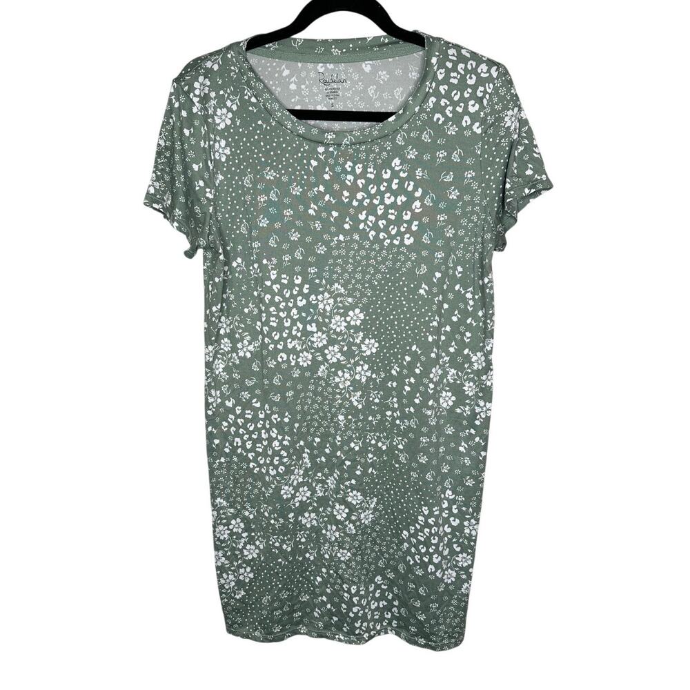 Roudelain Green White Botanical Floral Sleep Dress S Short Sleeve Whisper Luxe